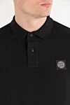 Stone Island Men's black knitted cotton polo with logo - brand logo. 95% cotton, 5% elastane. Closure: buttons. Country of manufacture: Italy. Care: specialized cleaning - photo 5