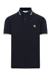 Stone Island Темно-синє поло з бавовни з логотипом на грудях (уцінка) - окантовка коміра, логотип. 100% бавовна. гудзики. Країна виробник: Італія. Догляд: спеціалізоване чищення - фото 1