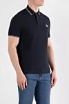 Stone Island Темно-синє поло з бавовни з логотипом на грудях (уцінка) - окантовка коміра, логотип. 100% бавовна. гудзики. Країна виробник: Італія. Догляд: спеціалізоване чищення - фото 3