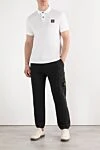 Белое поло хлопковое мужское с логотипом компас Stone Island - логотип бренда. 95% хлопок, 5% эластан. пуговицы. Страна производитель: Италия. Уход: специализированная чистка - фото 2