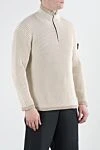 Stone Island Бежевый шерстяной тройер в рубчик на молнии - логотип бренда. 100% шерсть. молния. Страна производитель: Италия. Уход: специализированная чистка - фото 3
