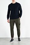 Синий свитшот из хлопка мужской с логотипом на рукаве Stone Island - логотип бренда. 100% хлопок. Страна производитель: Италия. Уход: специализированная чистка - фото 2