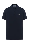 Stone Island Men's ink knit polo shirt with logo patch (markdown) - Decoration: brand logo. 95% cotton, 5% elastane. buttons. Country of manufacture: Italy. Care: specialized cleaning - photo 1