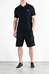 Темно-синяя рубашка-поло облегающего кроя с нашивкой Компас Stone Island - логотип бренда. 95% хлопок. 5% эластан. пуговицы. Страна производитель: Италия. Уход: специализированная чистка - фото 2