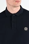 Stone Island Men's ink knit polo shirt with logo patch (markdown) - Decoration: brand logo. 95% cotton, 5% elastane. buttons. Country of manufacture: Italy. Care: specialized cleaning - photo 5