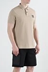 Stone Island Beige slim fit polo shirt with Compass patch - brand logo. 95% cotton. 5% elastane. Closure: buttons. Country of manufacture: Italy. Care: specialized cleaning - photo 3