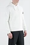 Stone Island White cotton hoodie with logo on sleeve - brand logo. hood. 100% cotton. Closure: drawstring. Country of manufacture: Italy. Care: specialized cleaning - photo 3