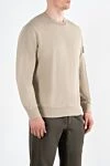 Stone Island Cвитшот мужской брендовый бежевый из хлопка с логотипом - логотип бренда. 100% хлопок. Страна производитель: Италия. Уход: специализированная чистка - фото 3