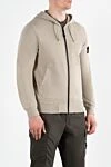 Stone Island Спортивная кофта из хлопкового флиса с капюшоном бежевая - логотип бренда. капюшон. 100% хлопок. молния. Краманы: два боковых кармана. Страна производитель: Италия. Уход: специализированная чистка - фото 3