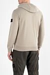 Спортивная кофта из хлопкового флиса с капюшоном бежевая Stone Island - логотип бренда. капюшон. 100% хлопок. молния. Краманы: два боковых кармана. Страна производитель: Италия. Уход: специализированная чистка - фото 4