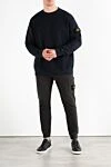 Blue men's cotton sweatshirt with Compass patch Stone Island - brand logo. 100% cotton. Country of manufacture: Italy. Care: specialized cleaning - photo 2