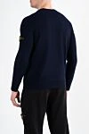 Синій чоловічий джемпер з вовни з логотипом Stone Island - логотип бренду. 100% шерсть. Країна виробник: Італія. Догляд: спеціалізоване чищення - фото 4