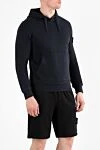 Stone Island Худи из органического хлопкового флиса с капюшоном синее - логотип бренда. капюшон. 100% хлопок. большой передний карман. Страна производитель: Италия. Уход: специализированная чистка - фото 3
