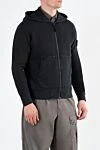 Stone Island Спортивная кофта из хлопка с капюшоном черная - логотип бренда. капюшон. 100% хлопок. молния. Краманы: два боковых кармана. Страна производитель: Италия. Уход: специализированная чистка - фото 3