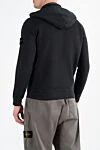 Спортивная кофта из хлопка с капюшоном черная Stone Island - логотип бренда. капюшон. 100% хлопок. молния. Краманы: два боковых кармана. Страна производитель: Италия. Уход: специализированная чистка - фото 4