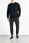 Cвитшот мужской брендовый синий из хлопка с логотипом Stone Island - логотип бренда. 100% хлопок. Страна производитель: Италия. Уход: специализированная чистка - фото 2