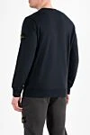 Cвитшот мужской брендовый синий из хлопка с логотипом Stone Island - логотип бренда. 100% хлопок. Страна производитель: Италия. Уход: специализированная чистка - фото 4
