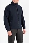 Stone Island Темно-синя куртка з чоловічим логотипом на блискавці - логотип бренду . 92% полієстер, 8% еластан. кнопки, блискавка. дві бічні кишені. Країна виробник: Італія. Догляд: спеціалізоване чищення - фото 3