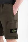 Stone Island Men's shorts green with a pocket on the leg and a logo - brand logo. 100% cotton. Closure: drawstring zipper. two side pockets, leg pocket, one back pocket. Country of manufacture: Italy. Care: specialized cleaning - photo 5