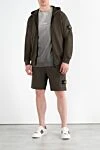 Зеленая спортивная кофта мужская с логотипом Stone Island - Декор логотип бренда на рукаве. капюшон. 100% хлопок. Застежка молния. Каманы: два боковых кармана. Страна производитель: Италия. Уход: специализированная чистка - фото 2