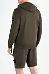 Зеленая спортивная кофта мужская с логотипом Stone Island - Декор логотип бренда на рукаве. капюшон. 100% хлопок. Застежка молния. Каманы: два боковых кармана. Страна производитель: Италия. Уход: специализированная чистка - фото 4