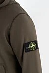 Stone Island Зеленая спортивная кофта мужская с логотипом - Декор логотип бренда на рукаве. капюшон. 100% хлопок. Застежка молния. Каманы: два боковых кармана. Страна производитель: Италия. Уход: специализированная чистка - фото 5