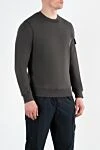 Stone Island Чоловіча сіра толстовка з бавовни з логотипом - логотип бренду. 100% бавовна. Країна виробник: Італія. Догляд: спеціалізоване чищення - фото 3