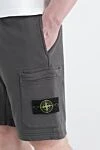 Stone Island Men's gray shorts with a pocket on the leg and a logo - brand logo. 100% cotton. Closure: drawstring zipper. two side pockets, leg pocket, one back pocket. Country of manufacture: Italy. Care: specialized cleaning - photo 5