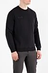 Stone Island Свитшот мужской черный из хлопка с карманом на рукаве - логотип бренда. 100% хлопок. карман на молнии на рукаве. Страна производитель: Италия. Уход: специализированная чистка - фото 3