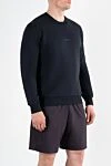 Stone Island Свитшот мужской синий из хлопка с круглым вырезом - логотип бренда. 100% хлопок. карман на молнии на рукаве. Страна производитель: Италия. Уход: специализированная чистка - фото 3
