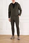 Green Men's Cotton Cashmere Hooded Tracksuit Tombolini - Additional: hood. 85% cotton, 15% cashmere. Fastener: zipper. two side pockets. Country of manufacture: Italy. Care: specialized cleaning - photo 2