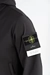 Stone Island Men's dark blue windbreaker with logo with zipper and buttons - brand logo . hood. 92% polyester, 8% elastane. buttons, zipper. two side pockets. Country of manufacture: Italy. Care: specialized cleaning - photo 5