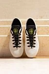 Мужские сникеры белые из нубука с черными шнурками Stone Island - контрастный верх. 100% нубук. шнурки. Страна производитель: Италия. Уход: специализированная чистка - фото 6