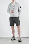 Сіра спортивна чоловіча кофта з логотипом Stone Island - Декор логотип бренду на рукаві. капюшон. 100% бавовна. Застібка блискавка. Камани: дві бічні кишені. Країна виробник: Італія. Догляд: спеціалізоване чищення - фото 2