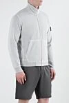 Stone Island Сіра спортивна чоловіча кофта з логотипом - Декор логотип бренду на рукаві. капюшон. 100% бавовна. Застібка блискавка. Камани: дві бічні кишені. Країна виробник: Італія. Догляд: спеціалізоване чищення - фото 3