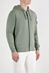 Stone Island Зеленая спортивная кофта из хлопка с капюшоном и логотипом - логотип бренда. капюшон. 100% хлопок. молния. Краманы: два боковых кармана. Страна производитель: Италия. Уход: специализированная чистка - фото 3