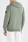 Зеленая спортивная кофта из хлопка с капюшоном и логотипом Stone Island - логотип бренда. капюшон. 100% хлопок. молния. Краманы: два боковых кармана. Страна производитель: Италия. Уход: специализированная чистка - фото 4