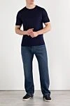 Однотонная футболка из вискозы синяя мужская Saint Laurent - 100% вискоза. Страна производитель: Франция. Уход: специализированная чистка - фото 2