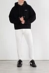 Черное хлопковое худи WINDY с логотипом Off-White - логотип бренда. Доплонительно: капюшон с кулиской. 100% хлопок. карман кенгуру. Страна производитель: Италия. Уход: специализированная чистка - фото 2
