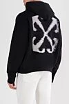 Черное хлопковое худи WINDY с логотипом Off-White - логотип бренда. Доплонительно: капюшон с кулиской. 100% хлопок. карман кенгуру. Страна производитель: Италия. Уход: специализированная чистка - фото 4