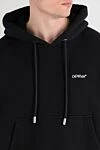 Off-White Черное хлопковое худи WINDY с логотипом - логотип бренда. Доплонительно: капюшон с кулиской. 100% хлопок. карман кенгуру. Страна производитель: Италия. Уход: специализированная чистка - фото 5