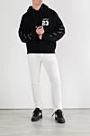 Худи из хлопкового джерси черное мужское с вышивкой 23 Off-White - логотип бренда. Доплонительно: капюшон с кулиской. 100% хлопок. карман кенгуру. Страна производитель: Италия. Уход: специализированная чистка - фото 2