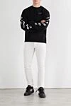 Black sweatshirt with contrasting print on the sleeves Off-White - brand logo. 100% cotton. Country of manufacture: Italy. Care: specialized cleaning - photo 2