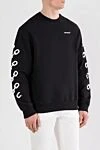 Off-White Black sweatshirt with contrasting print on the sleeves - brand logo. 100% cotton. Country of manufacture: Italy. Care: specialized cleaning - photo 3
