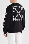 Black sweatshirt with contrasting print on the sleeves Off-White - brand logo. 100% cotton. Country of manufacture: Italy. Care: specialized cleaning - photo 4