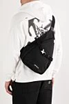 Black sling bag with embroidered nylon logo Off-White - brand logo. 100% polyamide. Dimensions: 41 x 27 x 11. Strap Length: Single Shoulder Strap. internal card slot, zip pocket. Closure: Front zipper. Country of manufacture: Italy. Care: specialized cleaning - photo 2