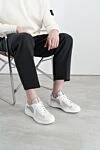Кроссовки из телячьей кожи и сетки мужские белые Prada - 50% натуральная кожа, 50% полиамид. шнурки. Страна производитель: Италия. Уход: специализированная чистка - фото 2