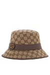 Gucci Шляпа федора из текстиля с монограммами и отделкой из кожи коричневая - элементом Double G. 71% хлопок, 29% полиэстер, кожа теленка. Страна производитель: Италия. Уход: специализированная чистка - фото 3