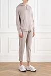 Brunello Cucinelli Спортивный костюм  из хлопка и шелка с капюшоном серый - цепочка Мониль. 67% хлопок, 31% шелк, 2% полиамид. молния. два боковых кармана. Страна производитель: Италия. Уход: специализированная чистка - фото 3