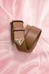 Women's brown leather belt with logo Prada - brand logo. 100% genuine leather. Country of manufacture: Italy. Care: specialized cleaning - photo 4